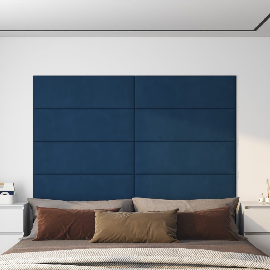 vidaXL Nástěnné panely 12 ks modré 90 x 30 cm samet 3