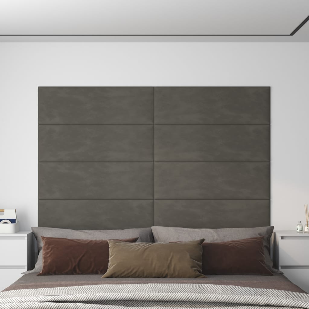 vidaXL Nástěnné panely 12 ks tmavě šedé 90 x 30 cm samet 3