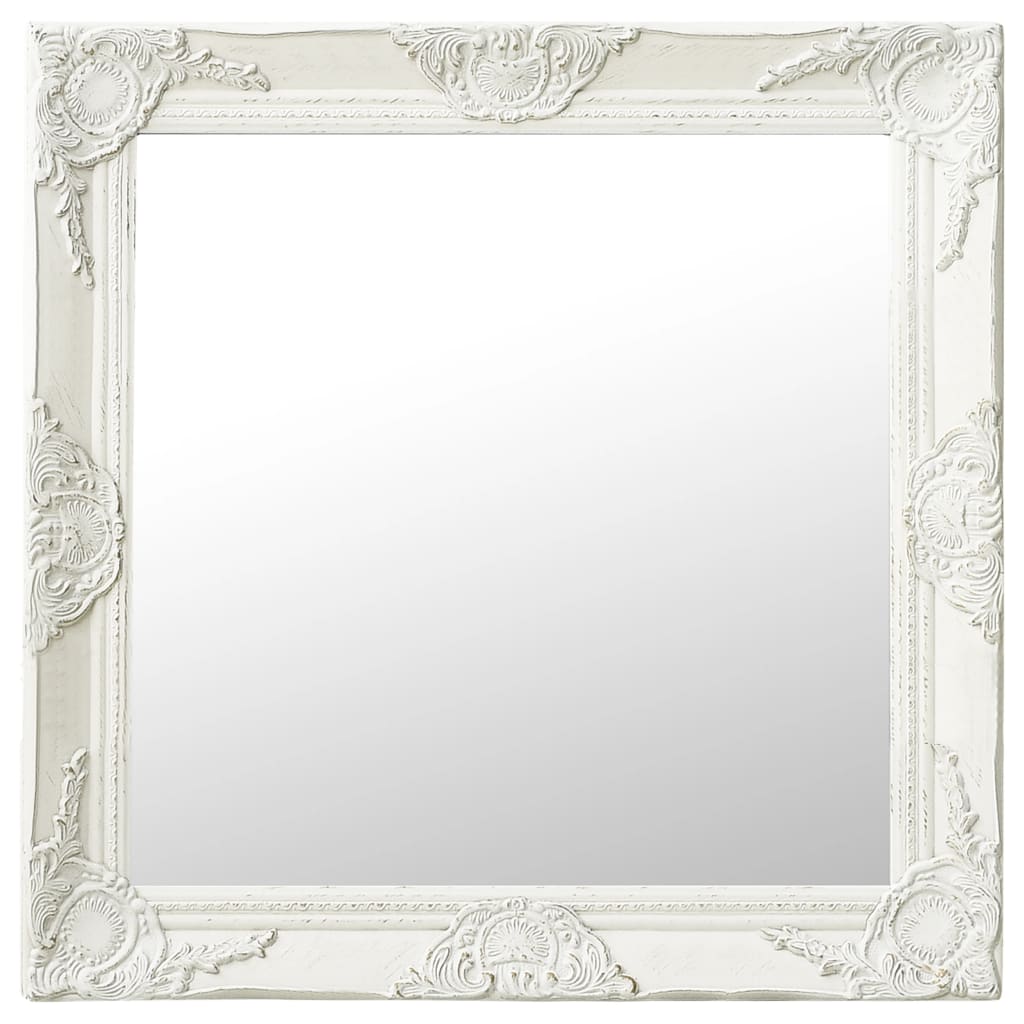 vidaXL Nástěnné zrcadlo barokní styl 60 x 60 cm bílé