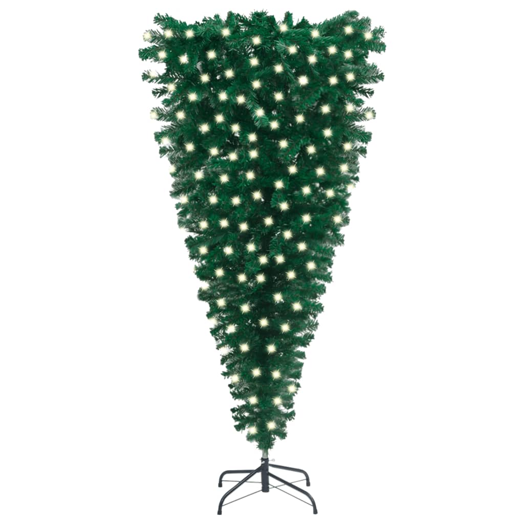 vidaXL Obrácený umělý vánoční stromek s LED diodami zelený 240 cm