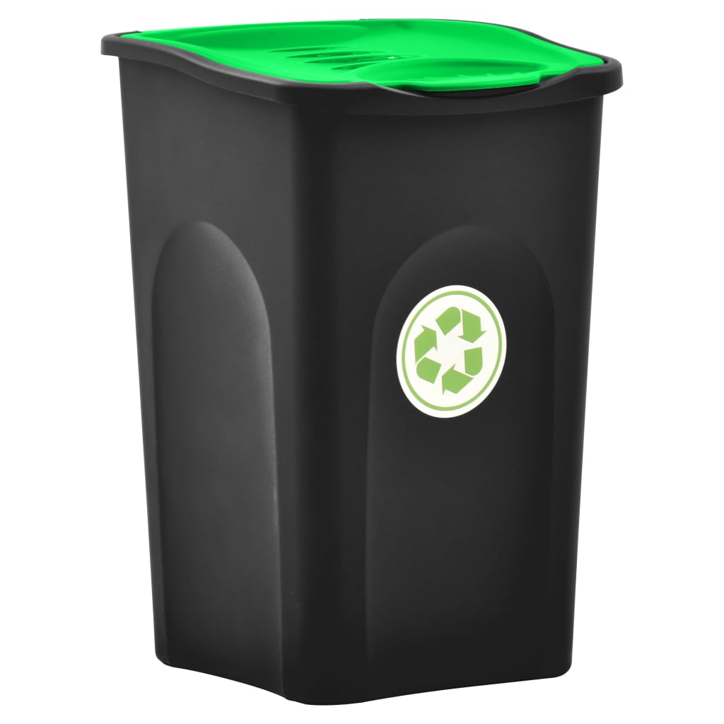 vidaXL Odpadkový koš s víkem 50 l černý a zelený