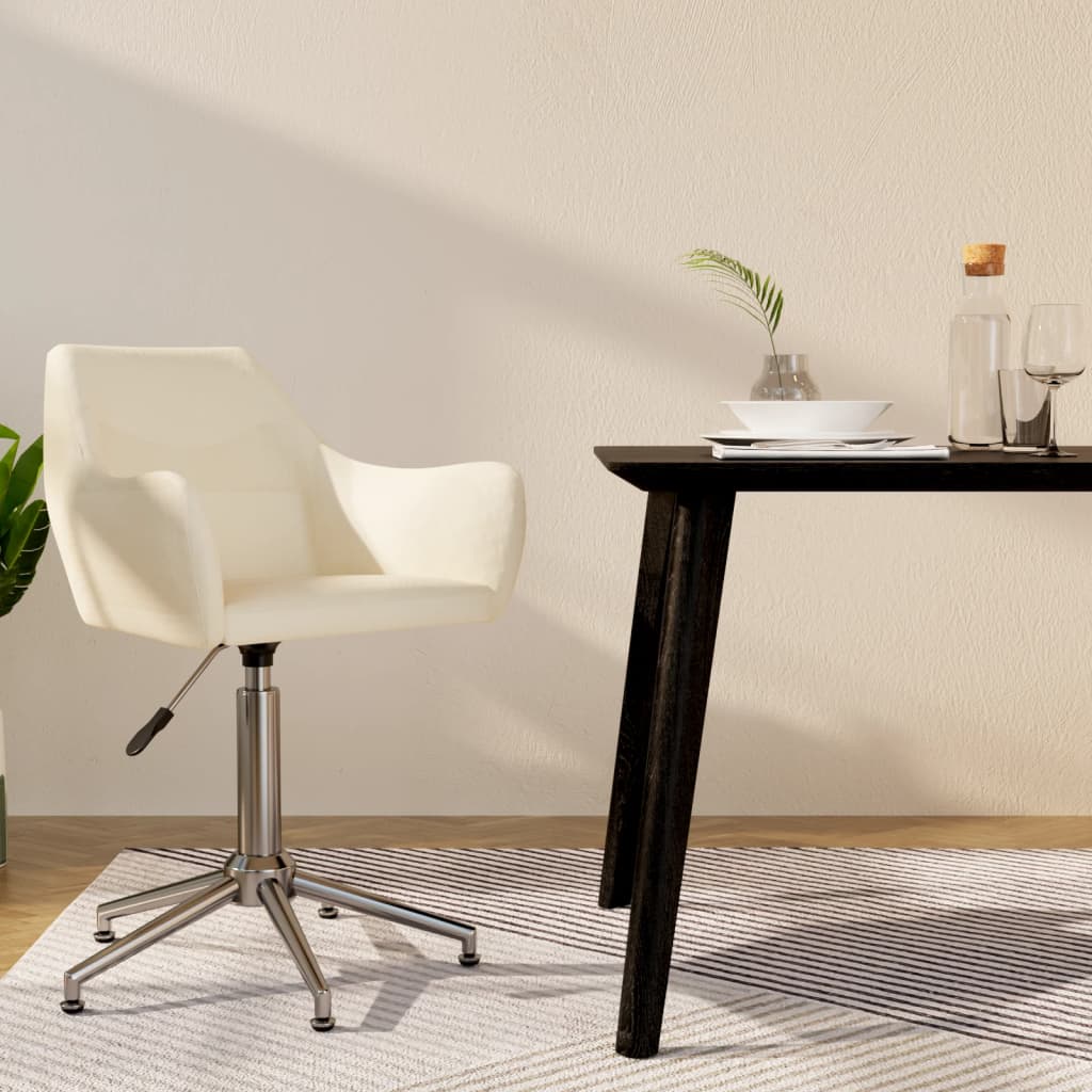 vidaXL Otočná jídelní židle krémová textil