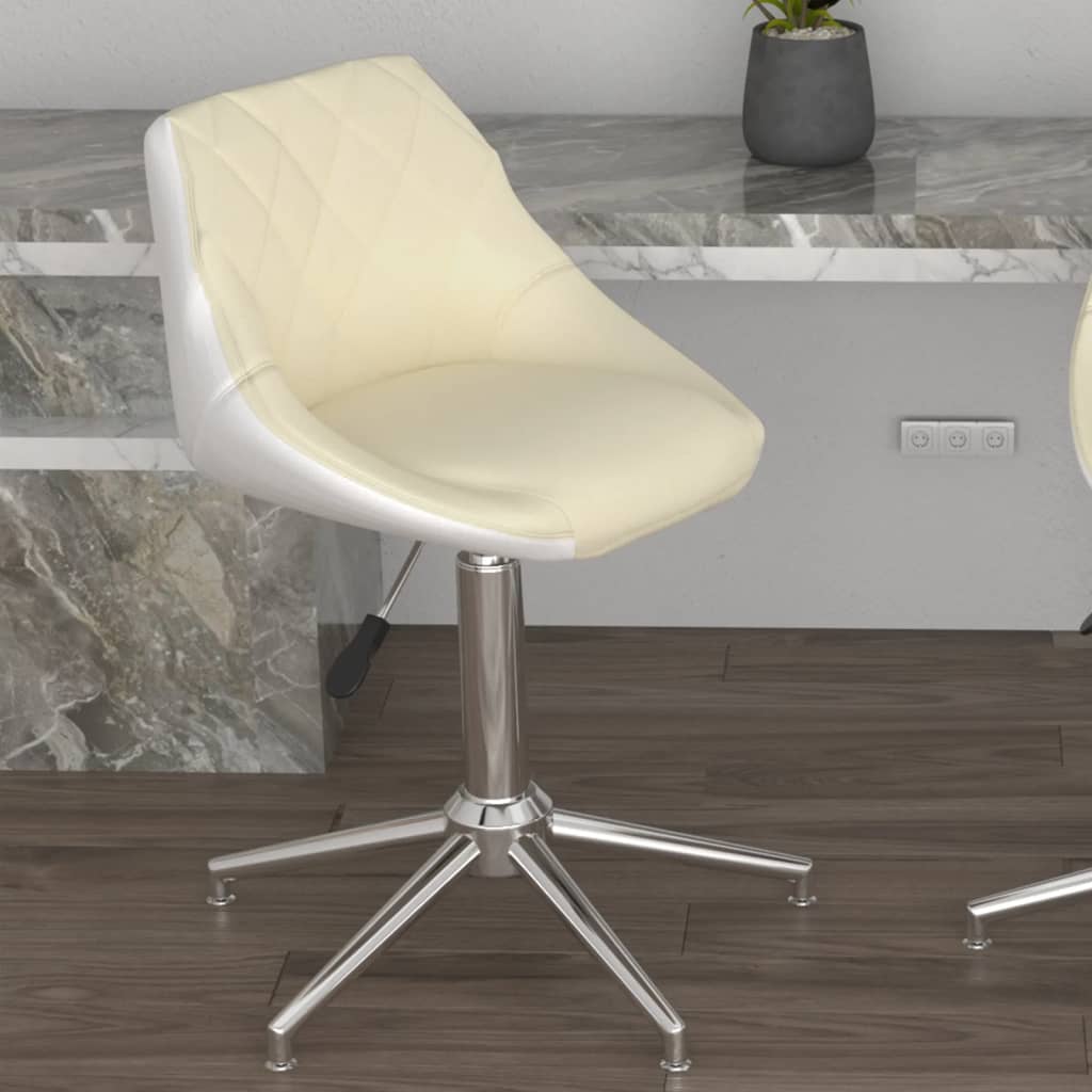 vidaXL Otočná kancelářská židle krémová a bílá umělá kůže