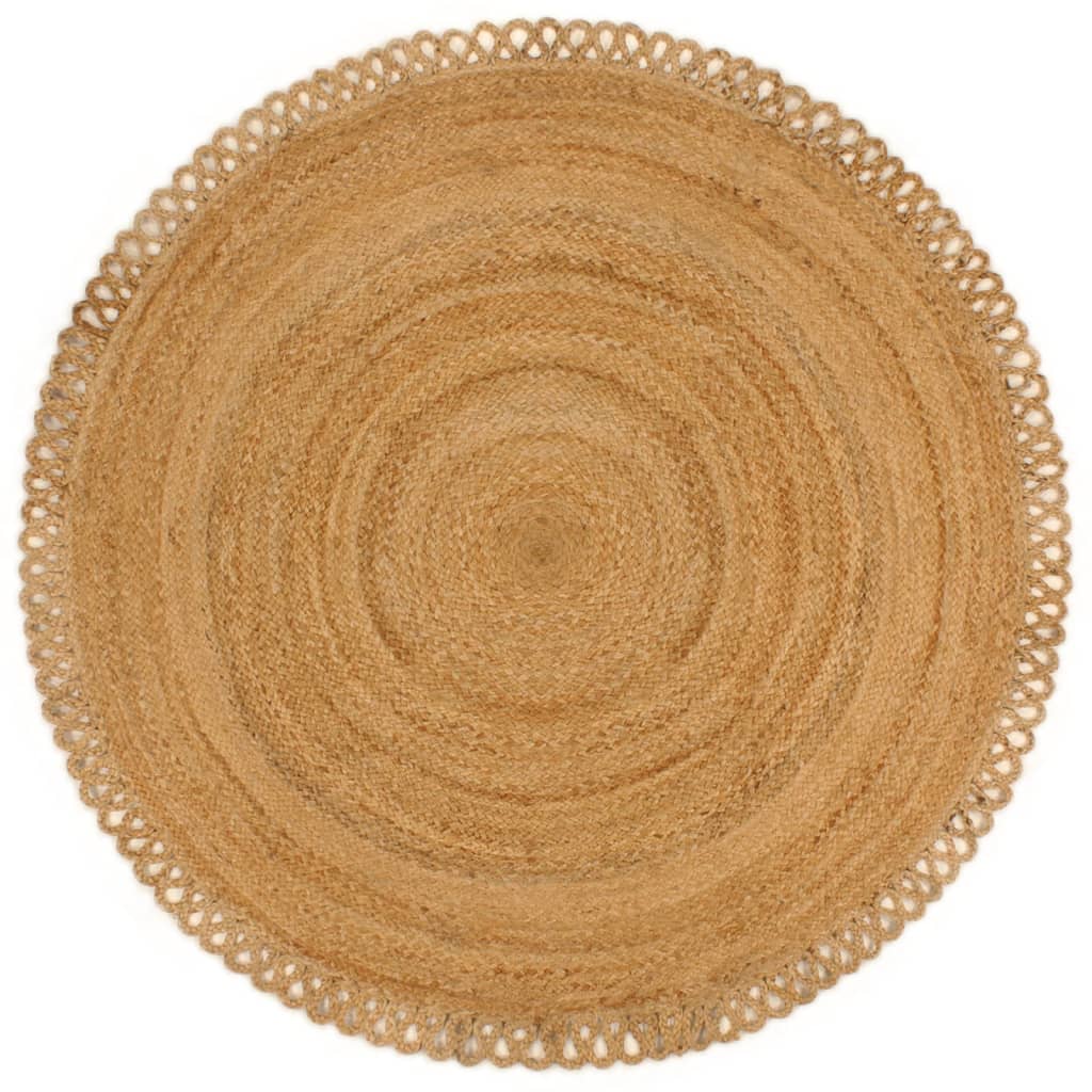 vidaXL Pletený koberec s vlnitým okrajem 120 cm juta kulatý