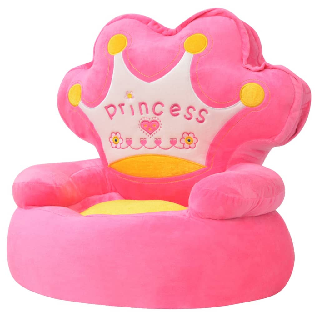 vidaXL Plyšové dětské křeslo Princess růžové