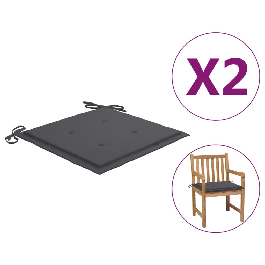 vidaXL Podušky na zahradní židle 2 ks antracitové 50 x 50 x 3 cm