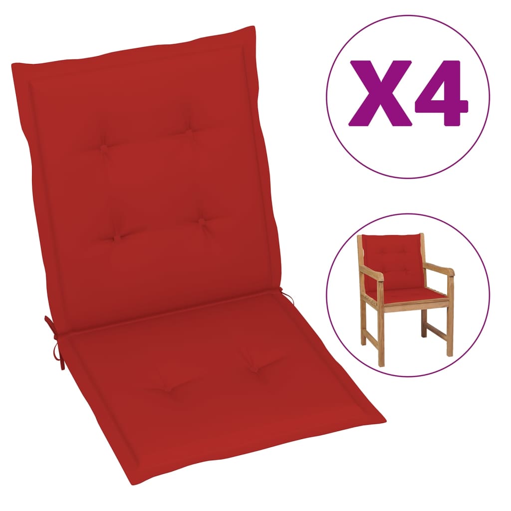 vidaXL Podušky na zahradní židle 4 ks červené 100 x 50 x 3 cm