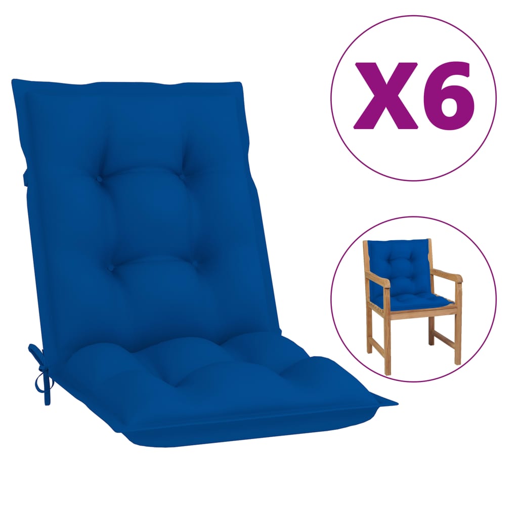 vidaXL Podušky na zahradní židle 6 ks královsky modré 100 x 50 x 7 cm