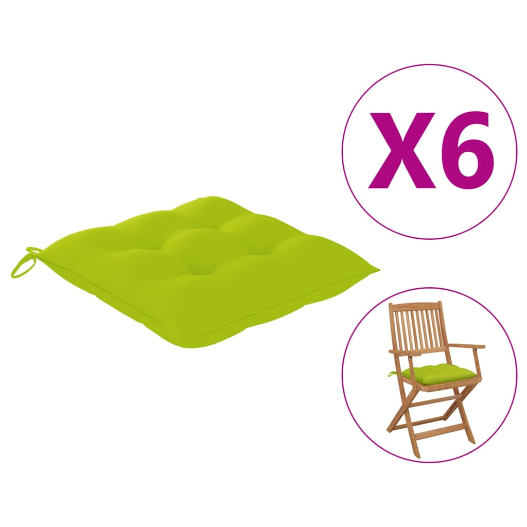 vidaXL Podušky na židle 6 ks jasně zelené 40 x 40 x 7 cm textil