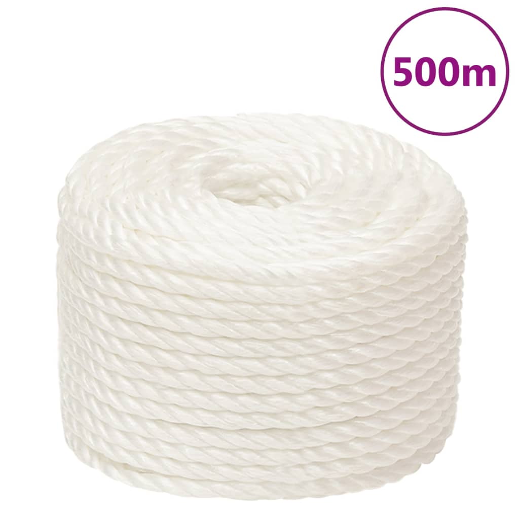 vidaXL Pracovní lano bílé 10 mm 500 m polypropylen