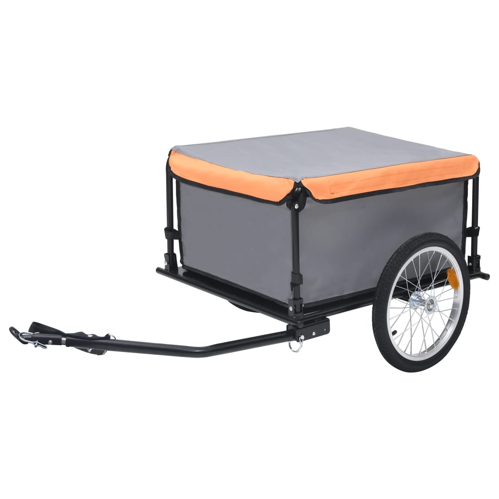 vidaXL Přívěsný vozík za kolo šedooranžový 65 kg