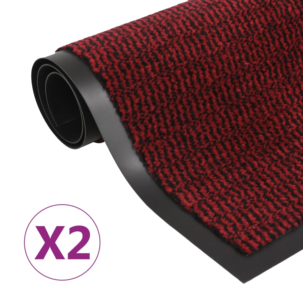 vidaXL Protiprachové obdélníkové rohožky 2ks všívané 90x150 cm červené