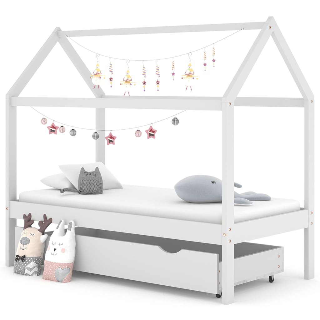 vidaXL Rám dětské postele se zásuvkou bílý masivní borovice 80x160 cm