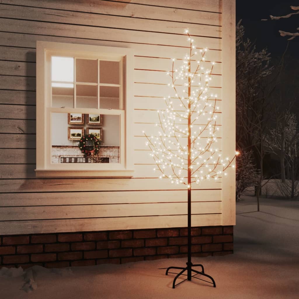 vidaXL Rozkvetlá třešeň s 220 teplými bílými LED 220 cm