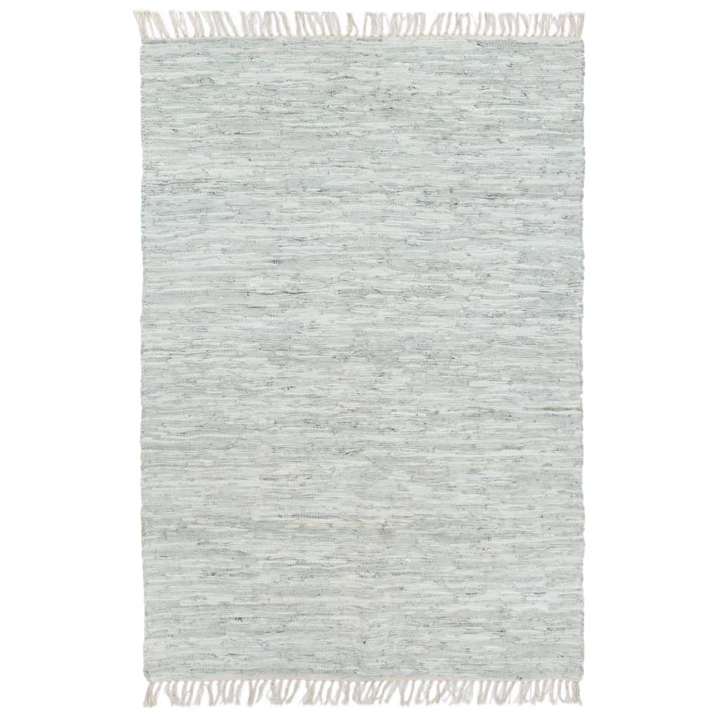 vidaXL Ručně tkaný koberec Chindi kůže 160 x 230 cm světle šedý