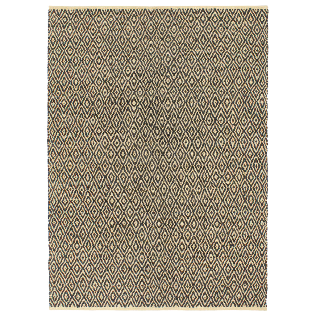 vidaXL Ručně tkaný koberec Chindi kůže bavlna 120 x 170 cm černý