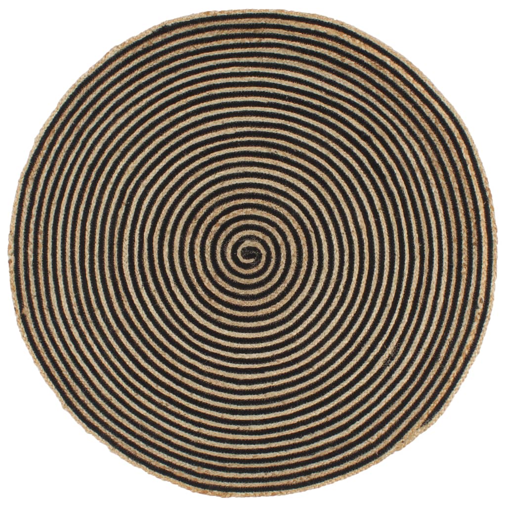 vidaXL Ručně vyrobený koberec z juty spirálový design černý 150 cm