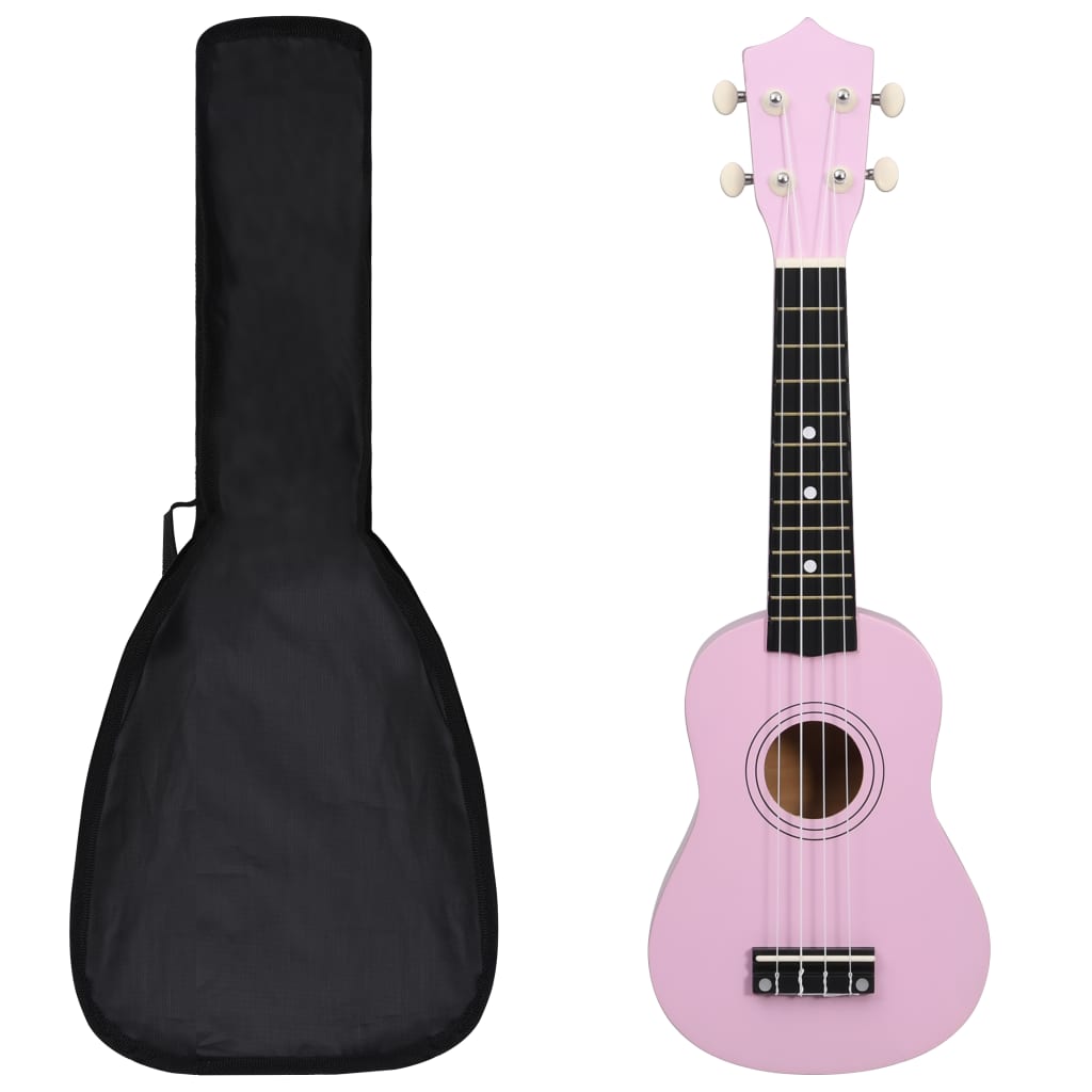 vidaXL Set soprano ukulele s obalem pro děti růžové 21"