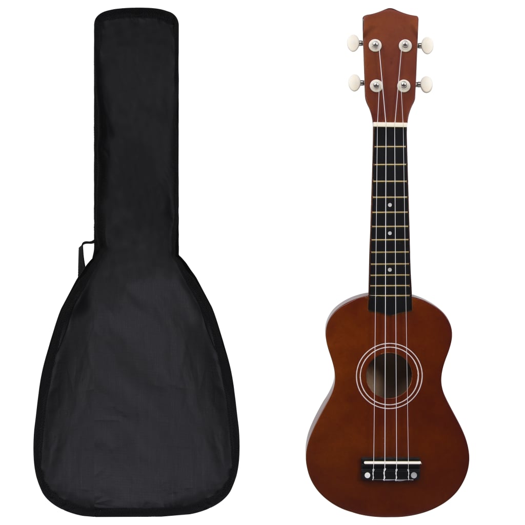 vidaXL Set soprano ukulele s obalem pro děti tmavé dřevo 21"