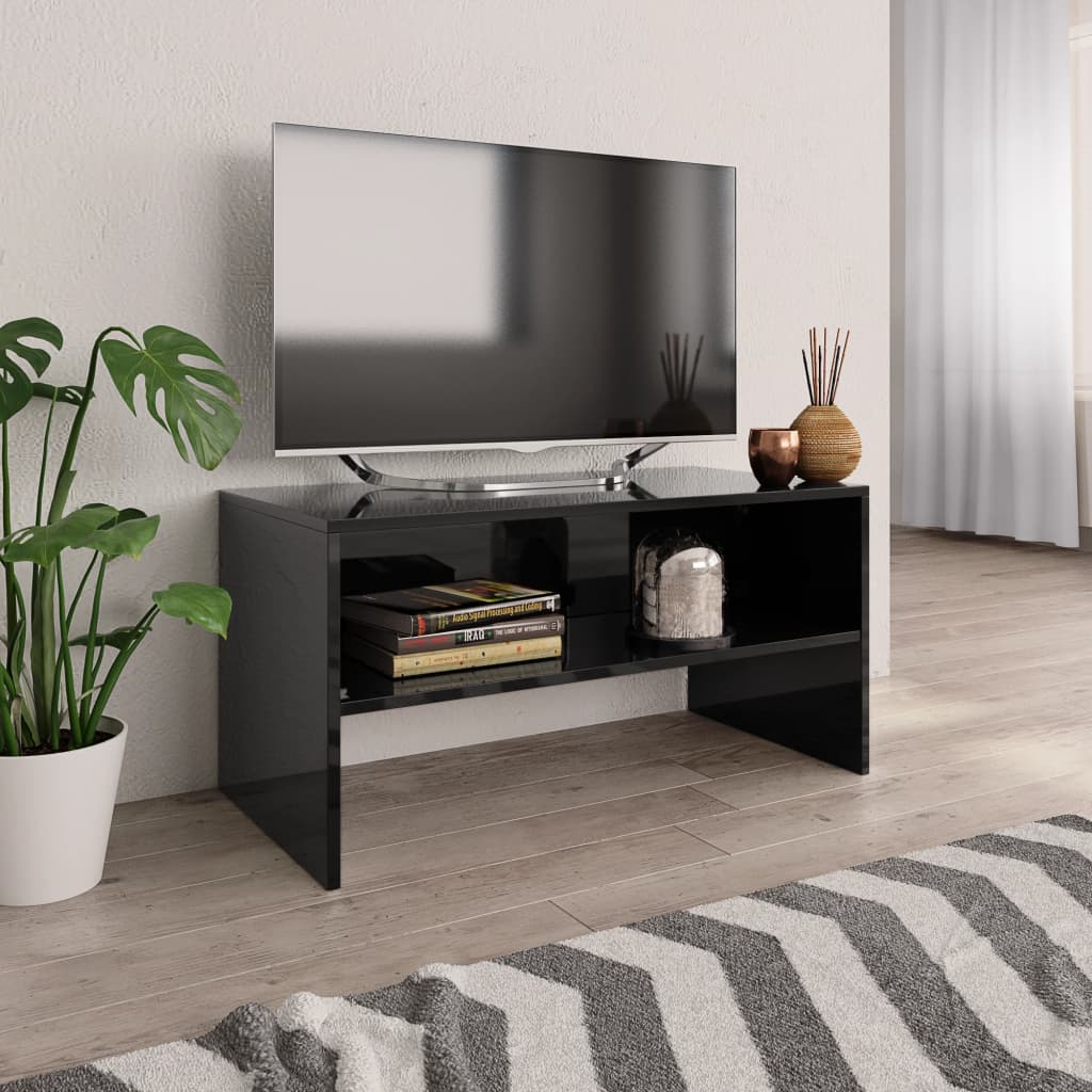 vidaXL TV stolek černý s vysokým leskem 80 x 40 x 40 cm dřevotříska