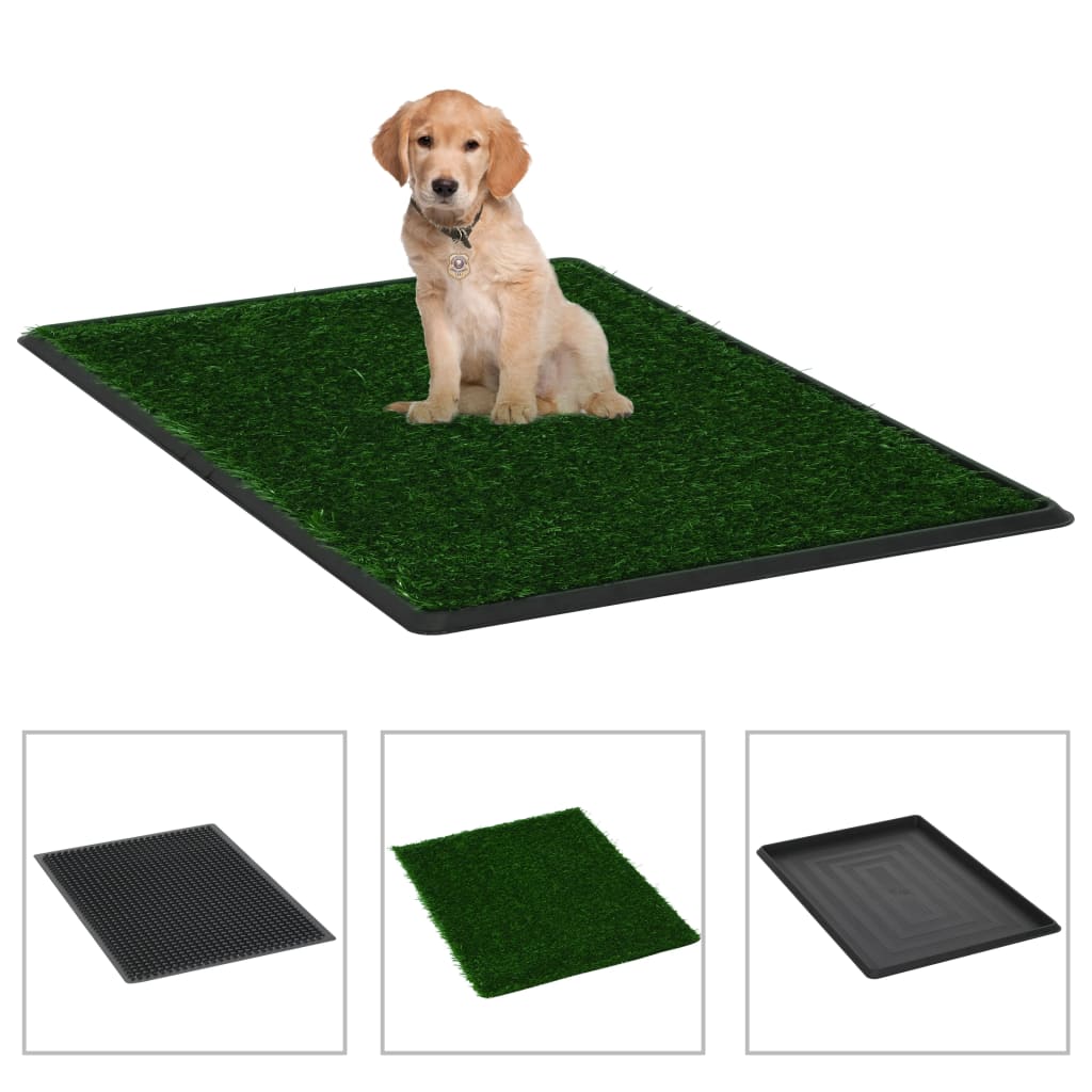 vidaXL Toaleta pro psy 2 ks s nádobou a umělou trávou zelené 76x51x3cm