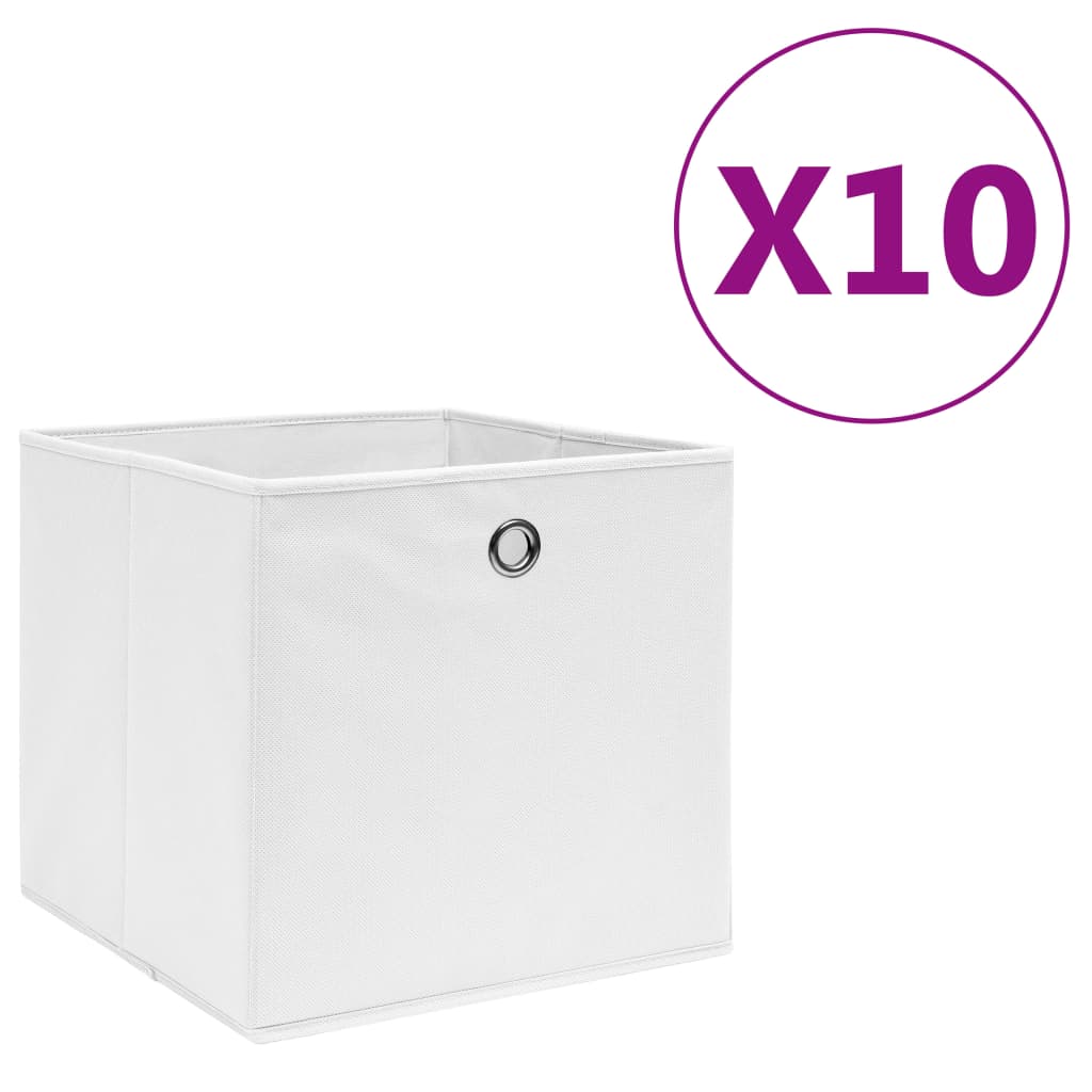 vidaXL Úložné boxy 10 ks netkaná textilie 28 x 28 x 28 cm bílé