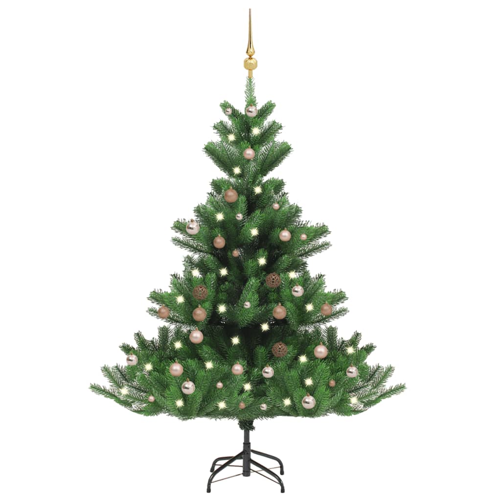 vidaXL Umělý vánoční stromek jedle s LED a sadou koulí zelený 150 cm
