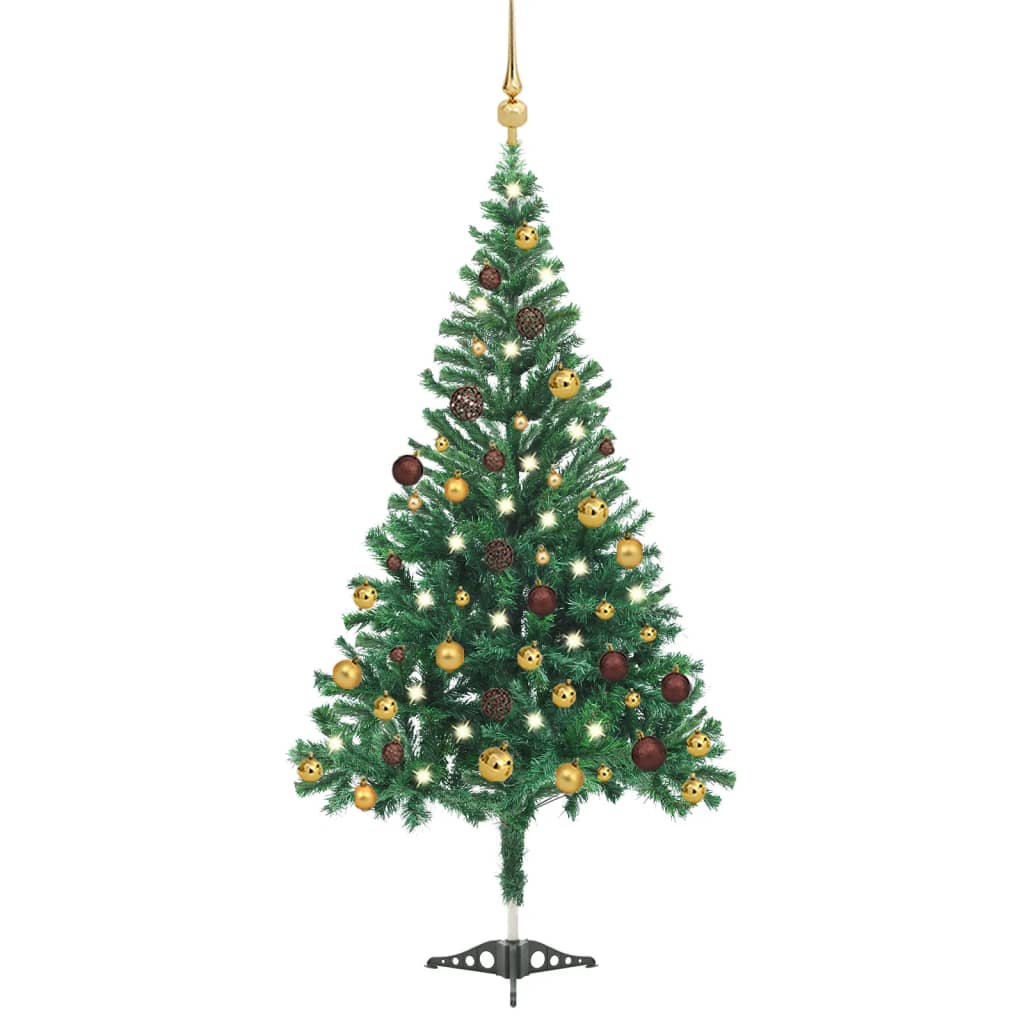 vidaXL Umělý vánoční stromek s LED a sadou koulí 180 cm 564 větví