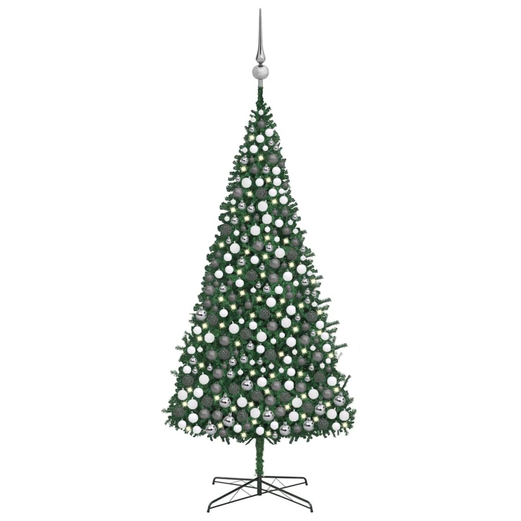 vidaXL Umělý vánoční stromek s LED diodami a sadou koulí 400 cm zelený