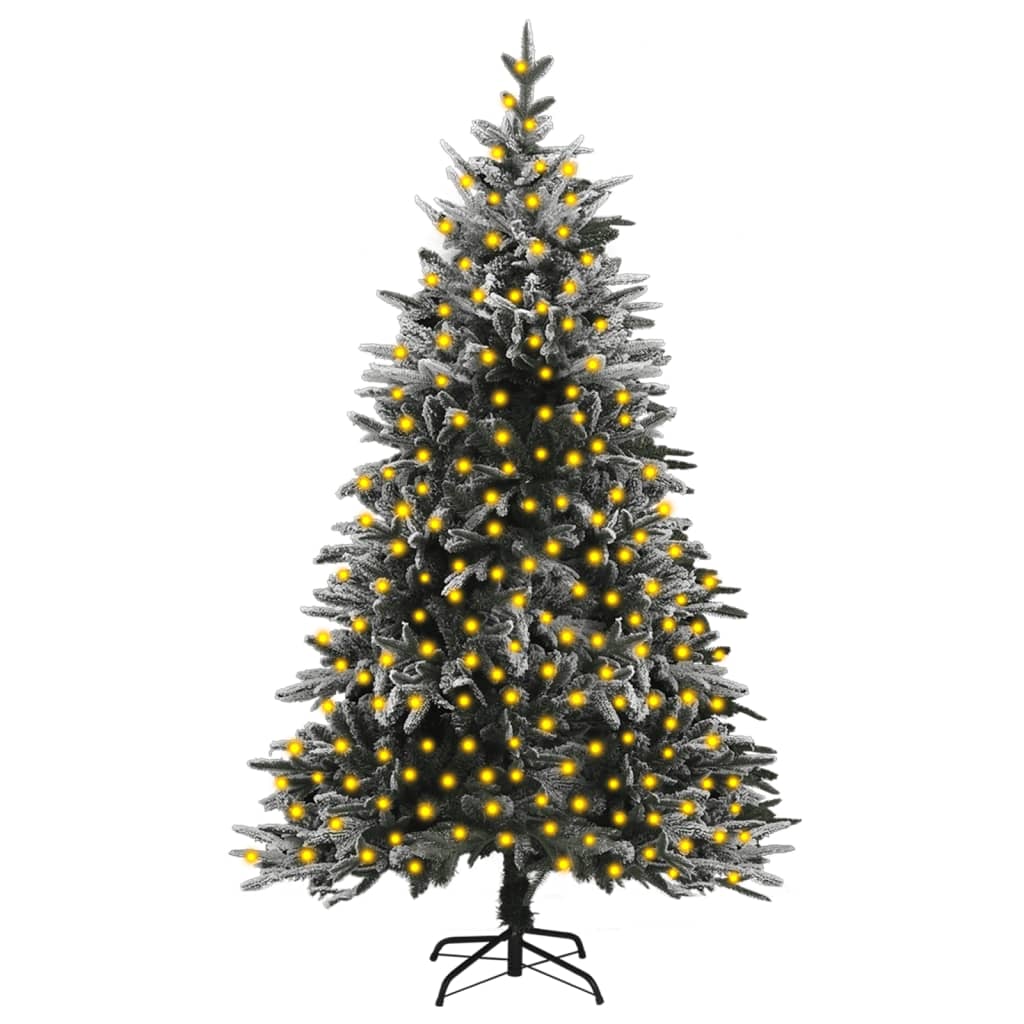 vidaXL Umělý vánoční stromek s LED diodami a sněhem 210 cm PVC a PE