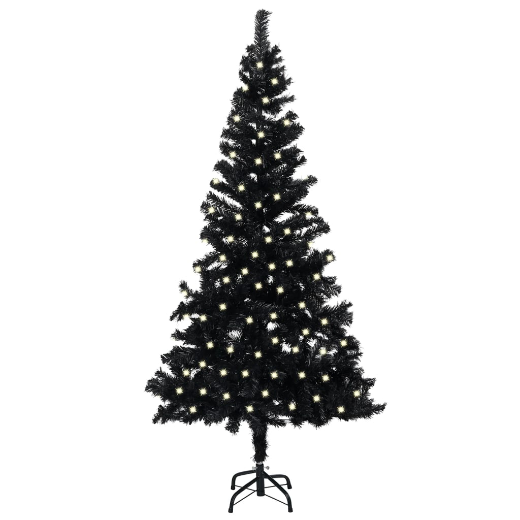 vidaXL Umělý vánoční stromek s LED diodami a stojanem černý 240 cm PVC