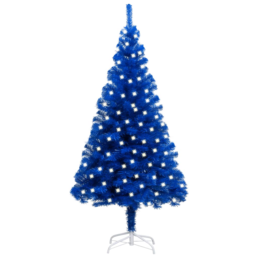 vidaXL Umělý vánoční stromek s LED diodami a stojanem modrý 120 cm PVC