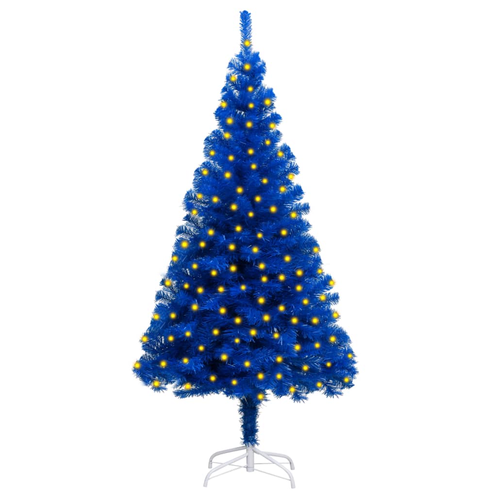 vidaXL Umělý vánoční stromek s LED diody a stojanem modrý 180 cm PVC