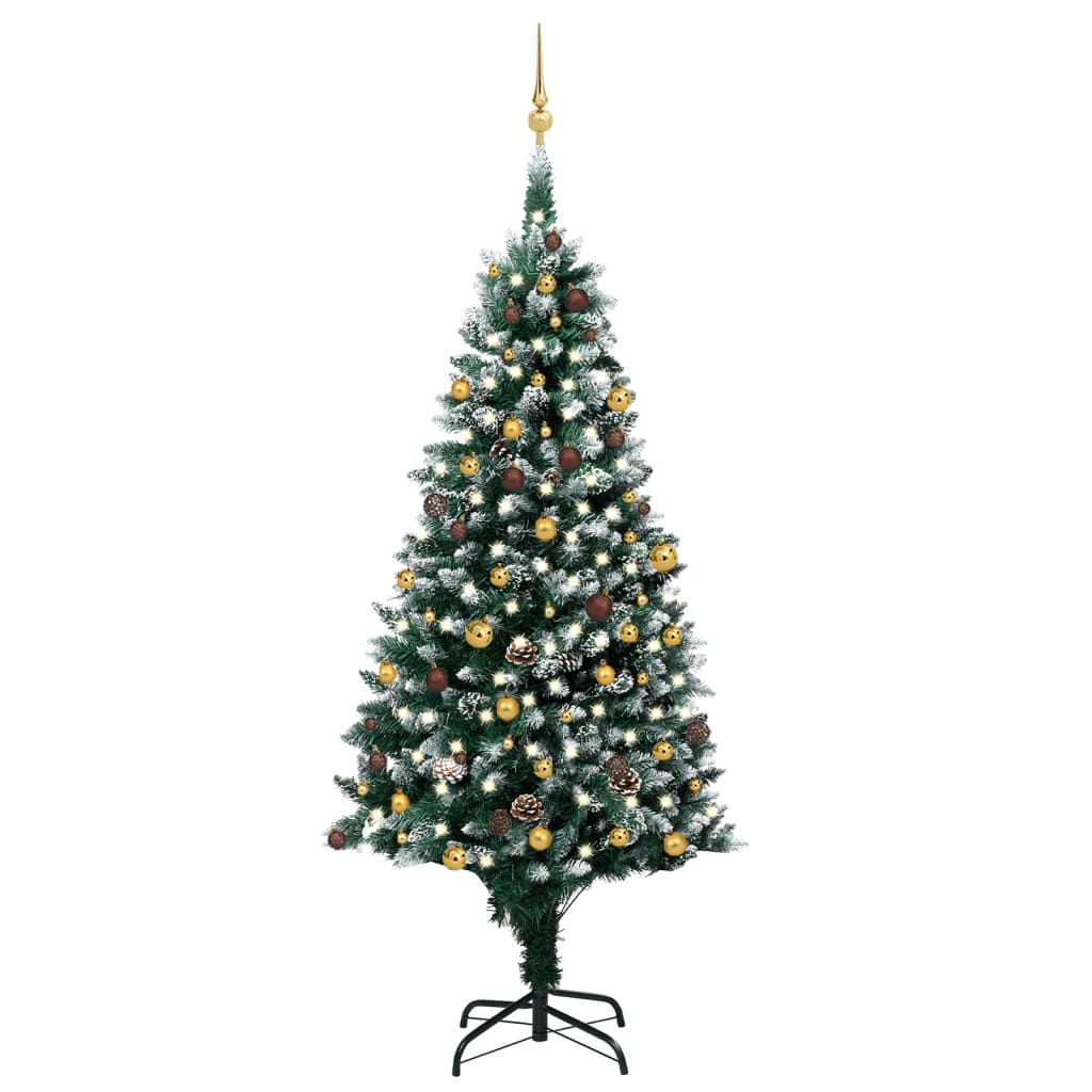 vidaXL Umělý vánoční stromek s LED sadou koulí a šiškami 240 cm