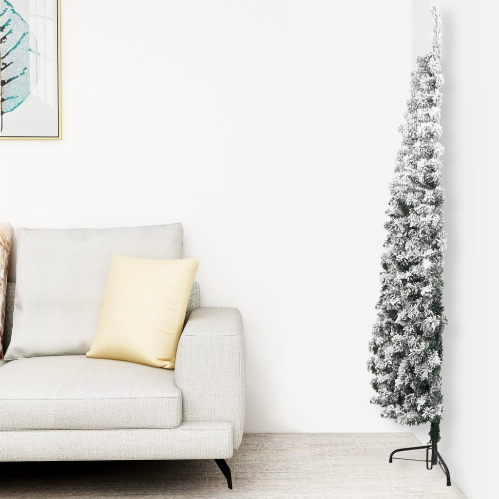 vidaXL Úzký umělý poloviční vánoční stromek se sněhem 240 cm