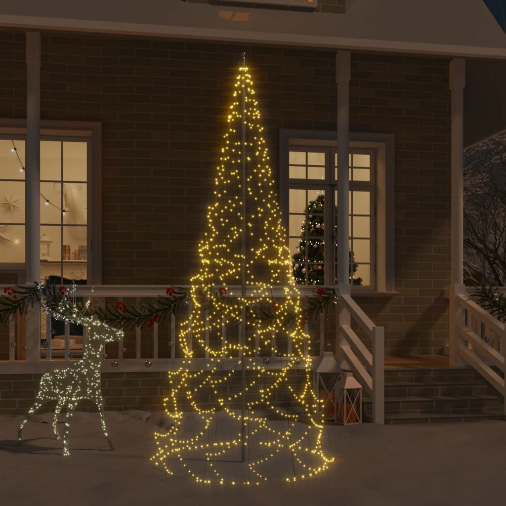 vidaXL Vánoční stromek na stožár 500 teplých bílých LED diod 300 cm