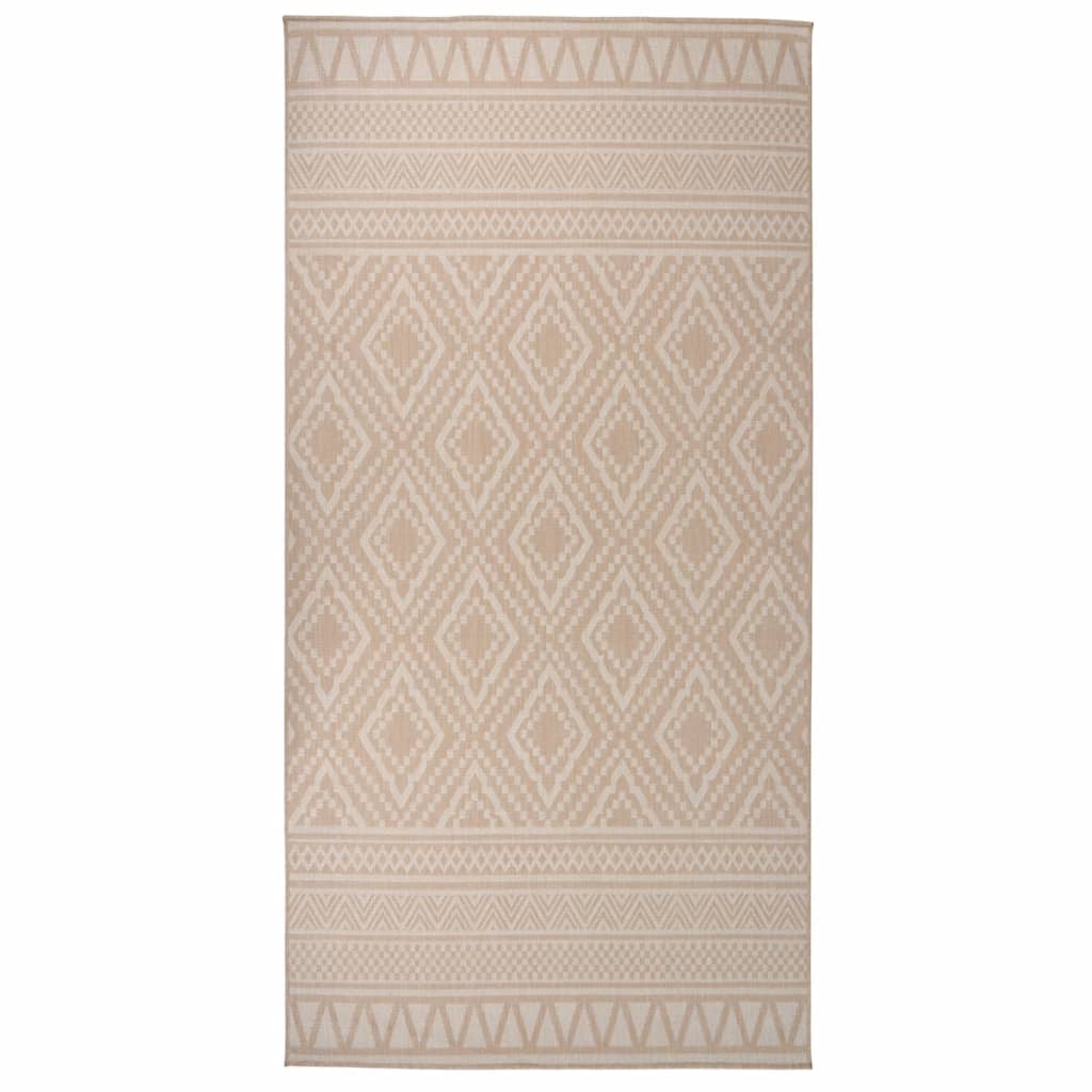 vidaXL Venkovní hladce tkaný koberec 100x200 cm hnědá pruhy