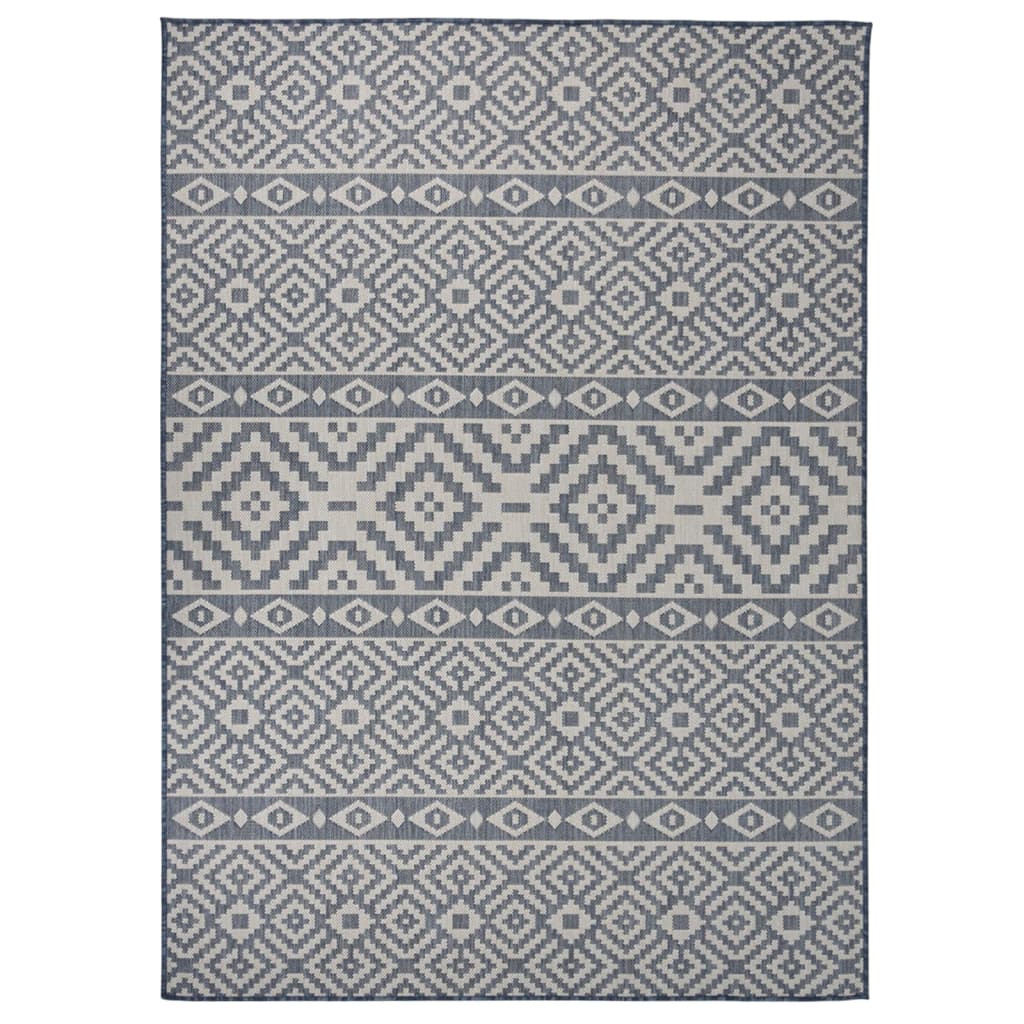 vidaXL Venkovní hladce tkaný koberec 200x280 cm modré pruhy