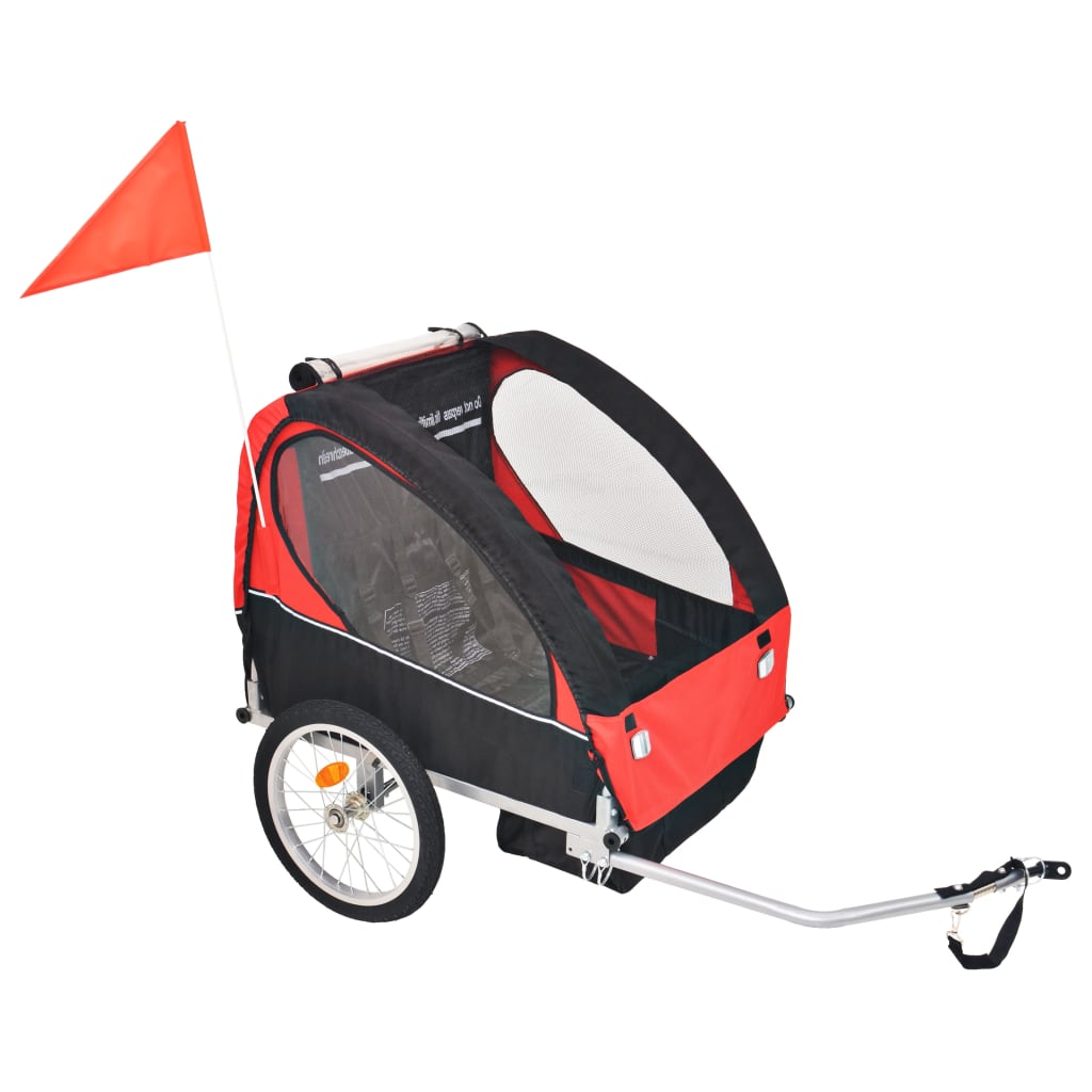vidaXL Vozík za kolo pro děti červeno-černý 30 kg