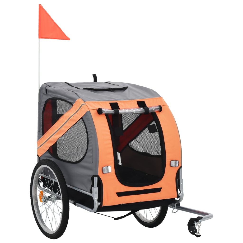 vidaXL Vozík za kolo pro psa oranžovo-šedý