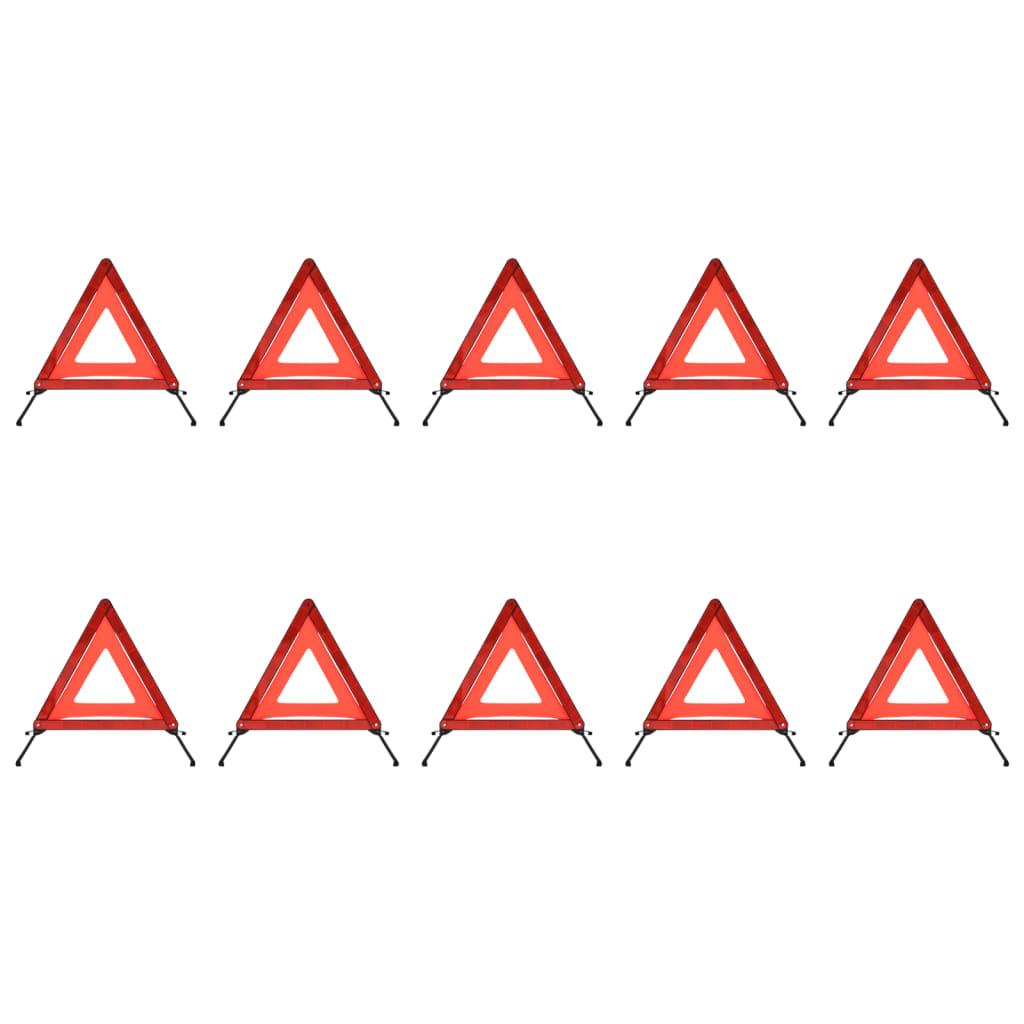 vidaXL Výstražné dopravní trojúhelníky 10 ks červené 56