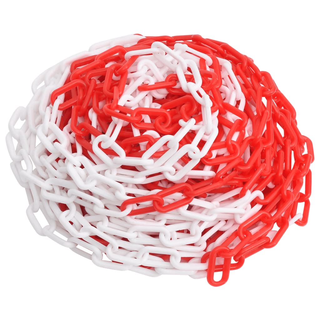 vidaXL Výstražný řetěz červený a bílý 100 m Ø 6 mm plast