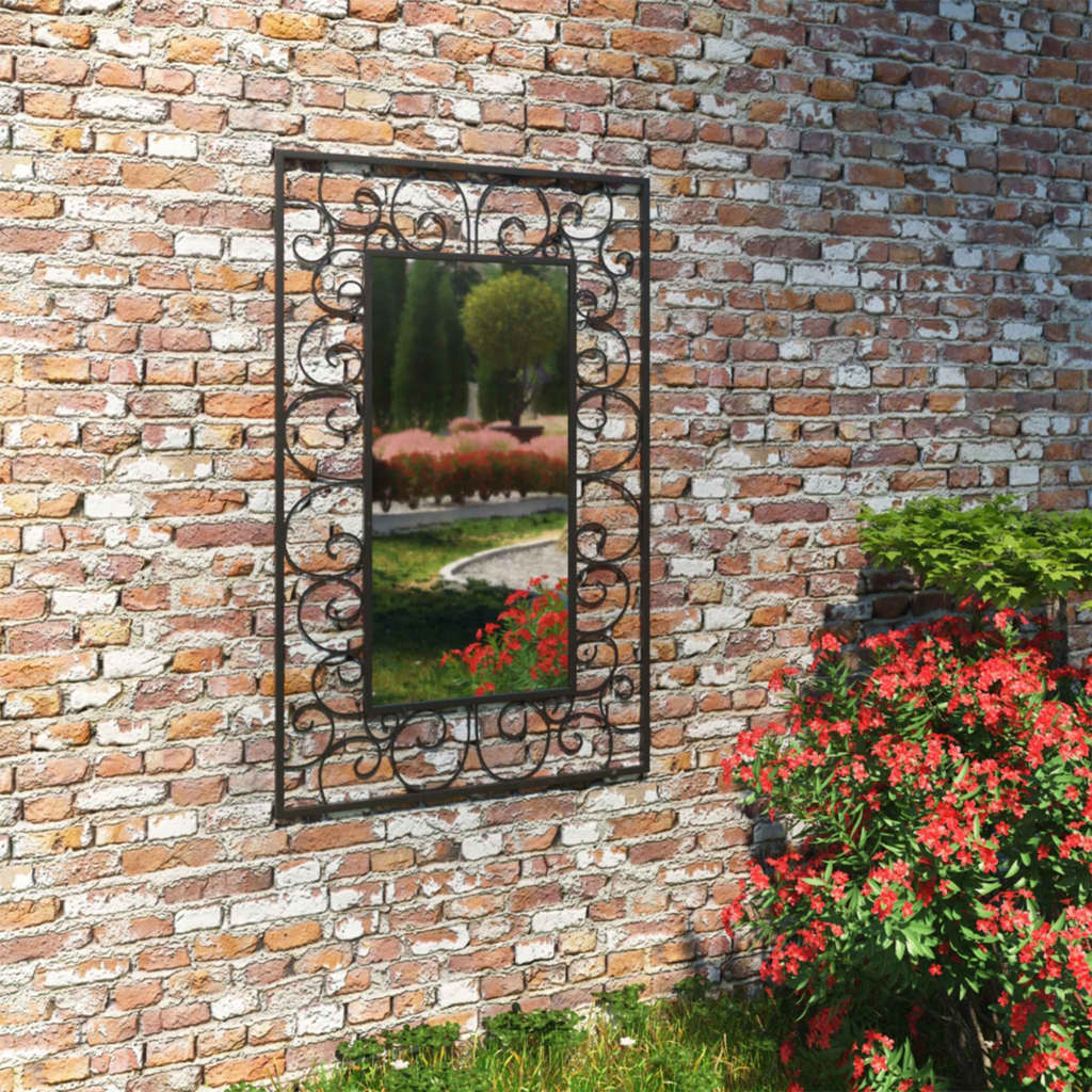 vidaXL Zahradní nástěnné zrcadlo obdélníkové 50 x 80 cm černé