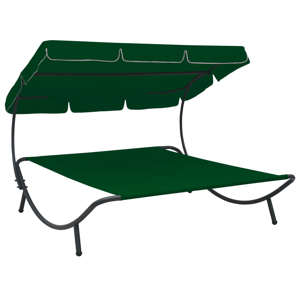 vidaXL Zahradní postel s baldachýnem zelená