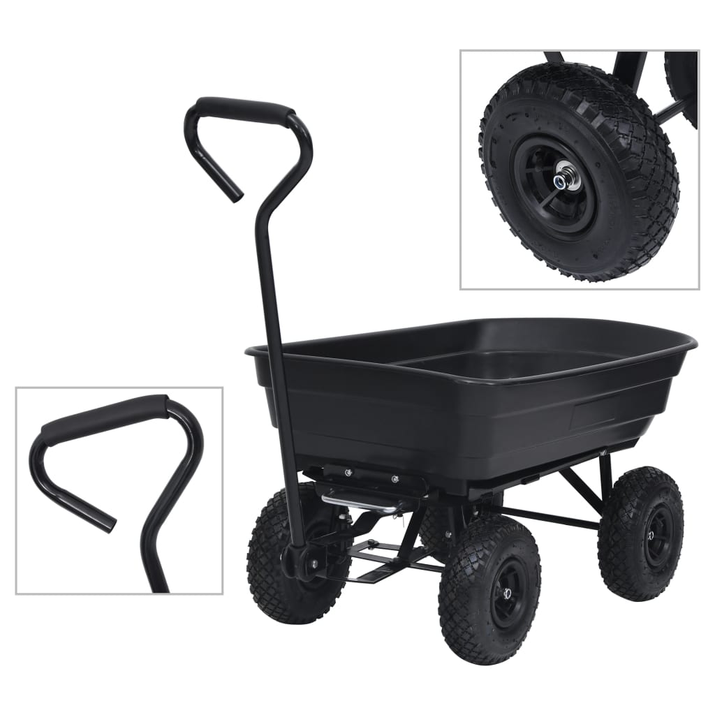 vidaXL Zahradní sklápěcí ruční vozík 300 kg 75 l černý