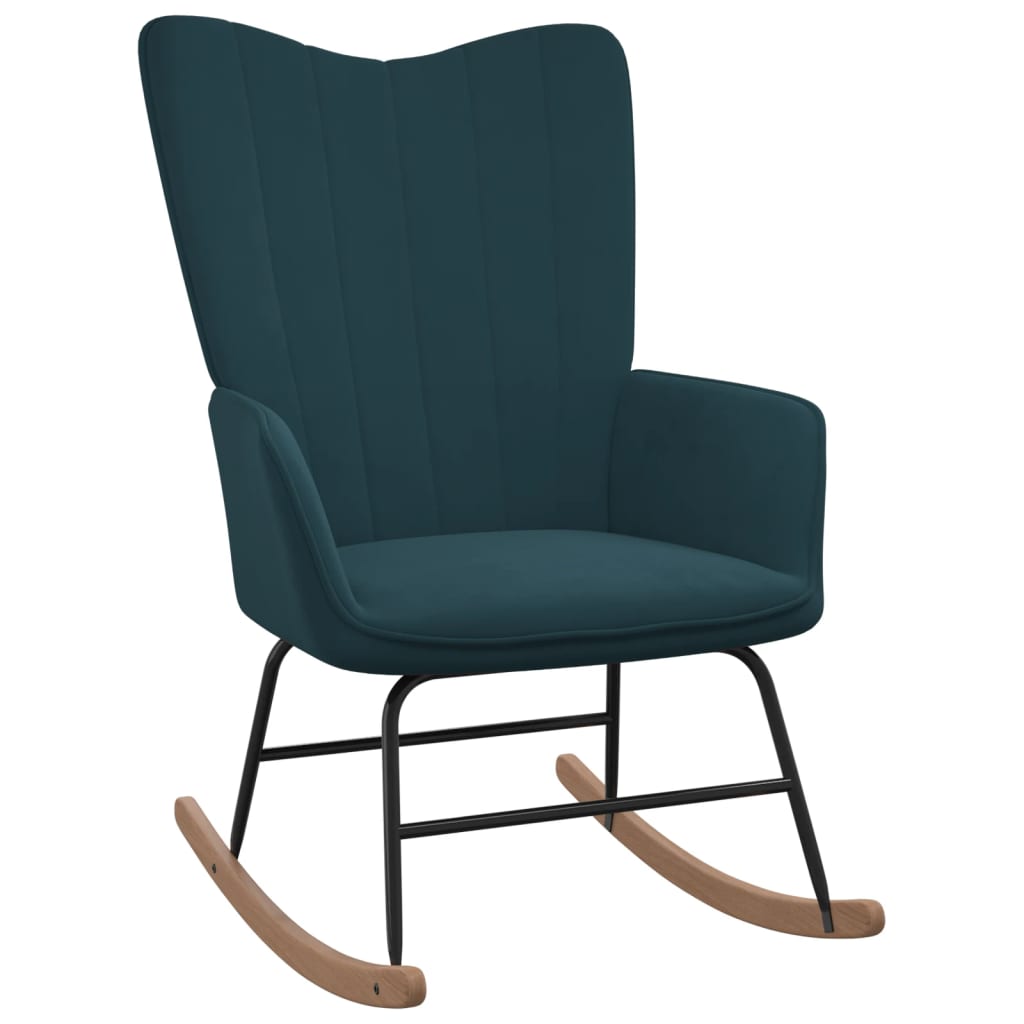 vidaXL Houpací židle modrá samet