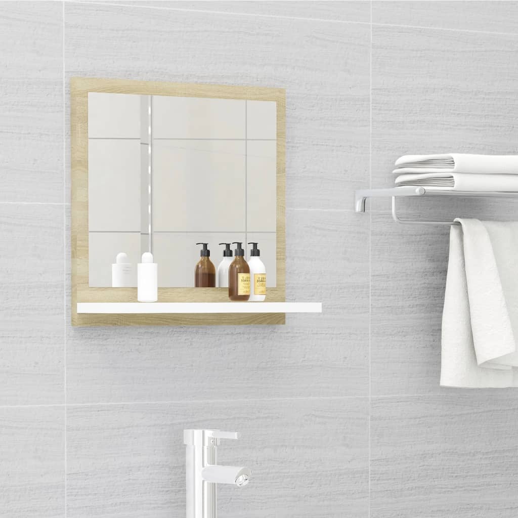 vidaXL Koupelnové zrcadlo bílé dub sonoma 40x10