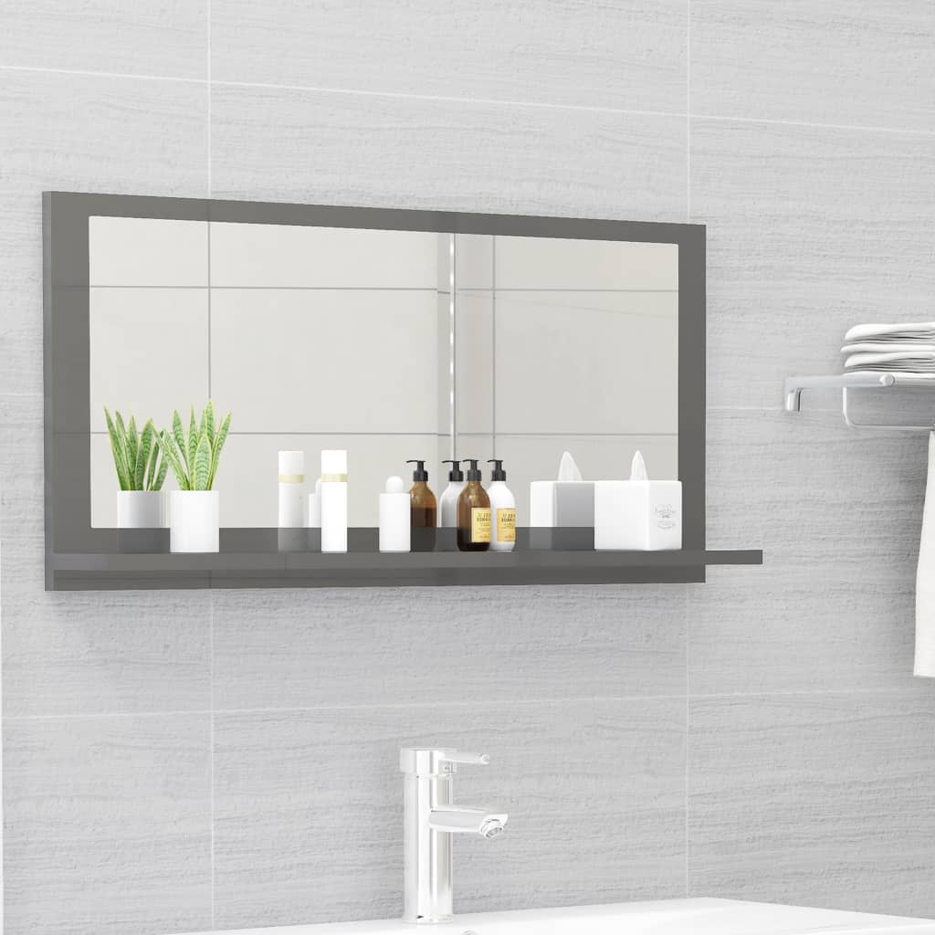 vidaXL Koupelnové zrcadlo šedé vysoký lesk 80x10