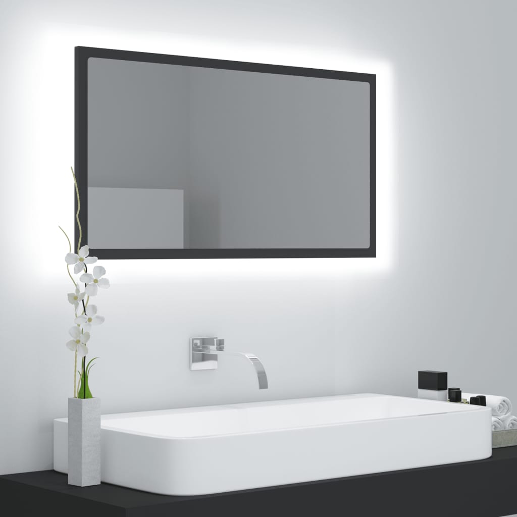 vidaXL LED koupelnové zrcadlo šedé 80 x 8