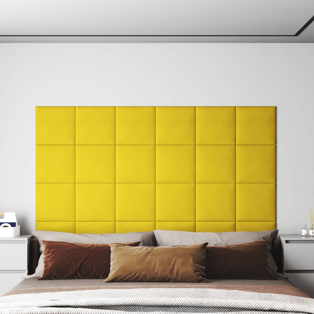 vidaXL Nástěnné panely 12 ks žluté 30 x 30 cm textil 1